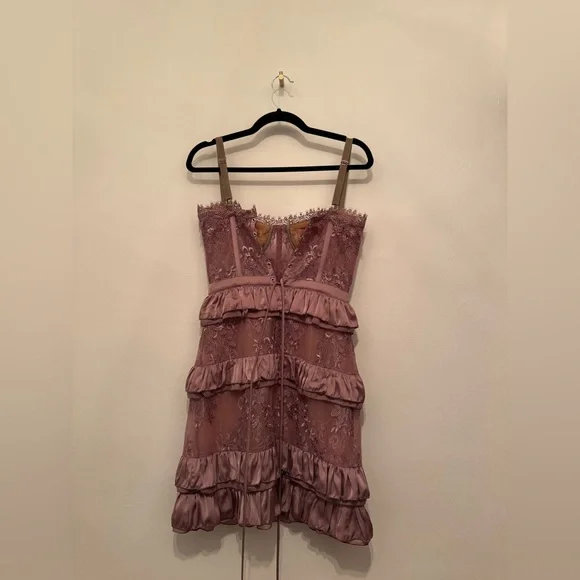V. Chapman Peony Dress Mini Ruffle Corset Edelberry Pink Purple - Picture 6 of 7